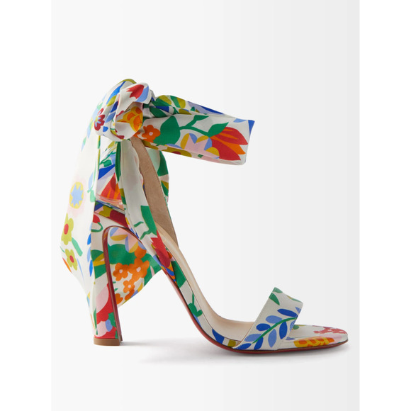Christian Louboutin Crosse Du Desert 100 Bloomy Lace Up Tie Sandal Heel Pump 38 - Picture 5 of 12